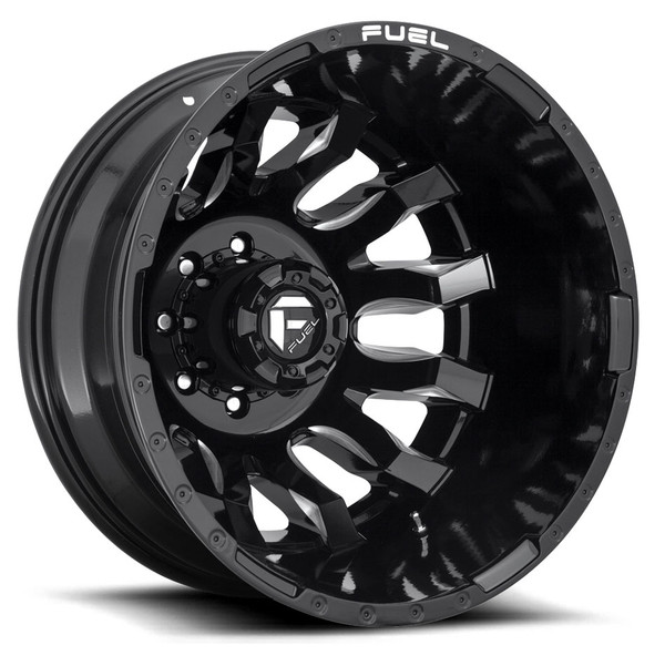 (Clearance - No Returns) 20x8.25 Fuel Off-Road Blitz Gloss Black Milled Dually Rear Outer D673 8X200 -227MM 142.0 C.B.