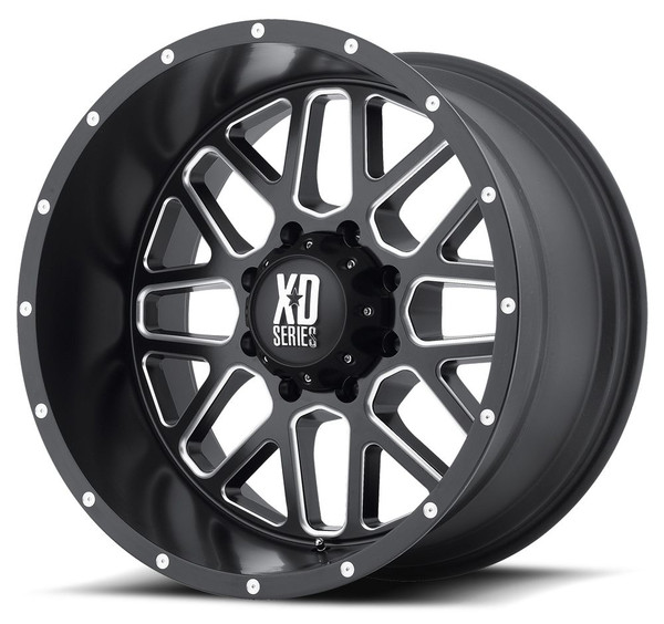 (Clearance - No Returns) 18x9 XD Series XD820 Grenade Satin Black w/ Milled Edges 5x5/127 -12mm-1699620363