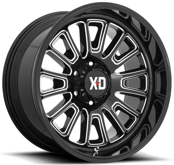 (Clearance - No Returns) 24x12 XD Series XD864 Gloss Black Milled (* May Require Trimming) 8x180 -44mm