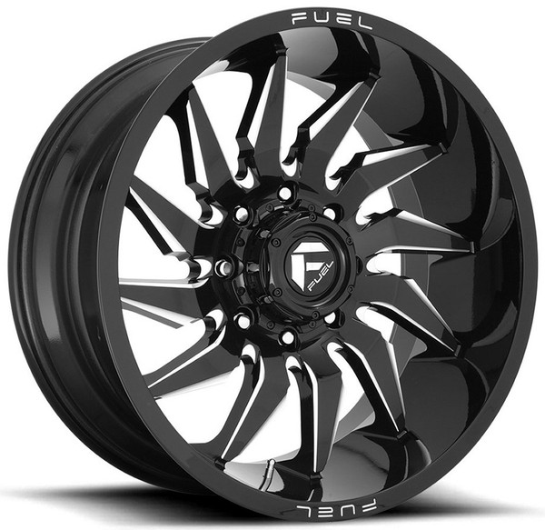 (Clearance - No Returns) 22x12 Fuel Off-Road Saber Gloss Black Milled D744 (* May Require Trimming) 8x170 -44mm