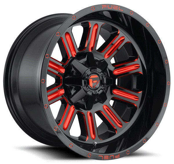 (Clearance - No Returns) 20x10 Fuel Off-Road Hardline Gloss Black w/ Candy Red D621 5x5.5/139.7 5x150 -18mm