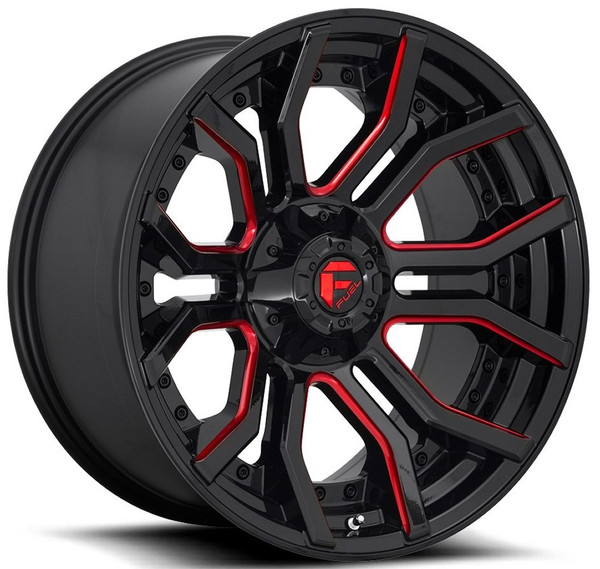 (Clearance - No Returns) 22x10 Fuel Off-Road Rage Gloss Black w/ Candy Red D712 8x180 -18mm