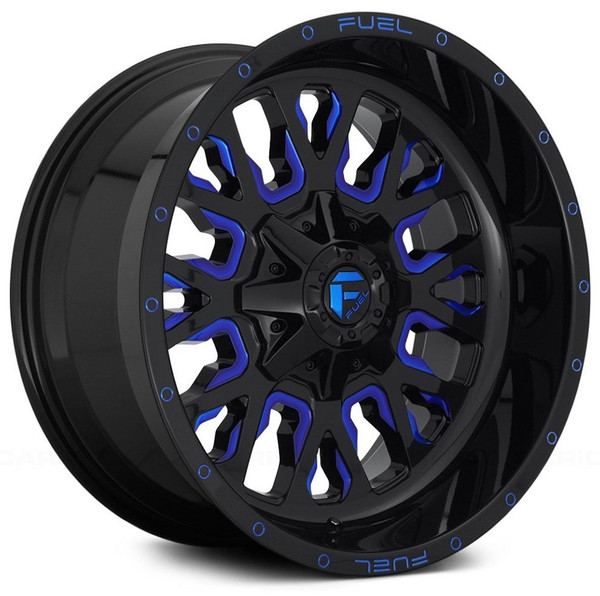 17x9 Fuel Off-Road Stroke Gloss Black w/ Candy Blue Accents D645 6x135 6x5.5/139.7 -12mm