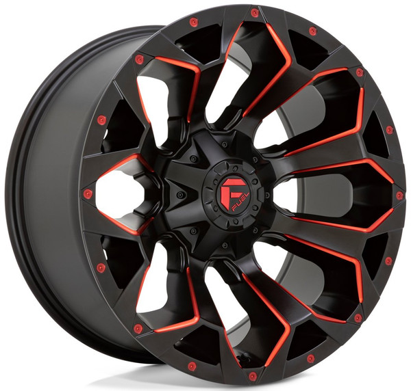 20x9 Fuel Off-Road Assault Matte Black w/ Red Milled D787 8x170 1mm