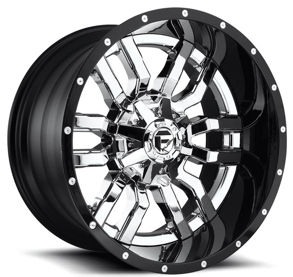 20x10 Fuel Off-Road Sledge Chrome w/ Gloss Black Lip (Multi Piece) D270 6x135 6x5.5/139.7 -18mm