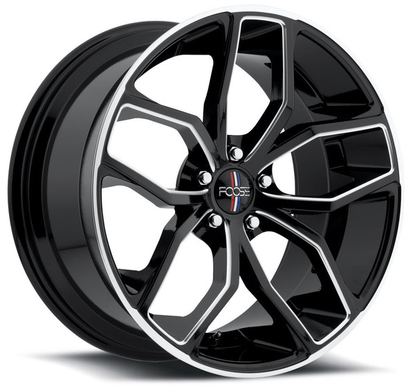 (Clearance - No Returns) 20x10 Foose Outkast Gloss Black Milled F150 5x120 40mm