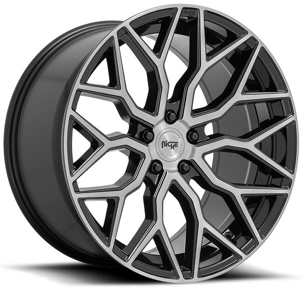 (Clearance - No Returns) 22x10 Niche Mazzanti Gloss Black Brushed Face M262 5x4.5/114.3 35mm