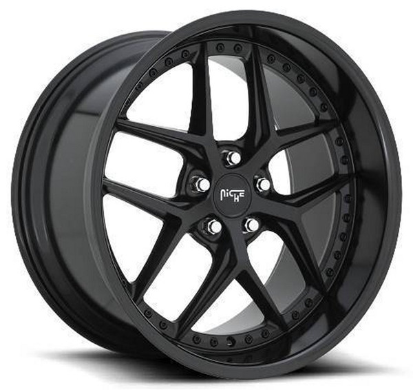 19x8.5 Niche Vice Satin Black w/ Gloss Black Lip M226 5x120 35mm