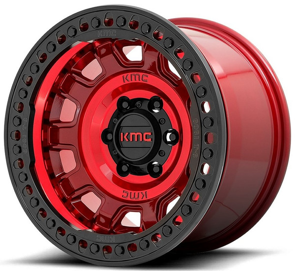 17x9 KMC KM236 Tank Beadlock Candy Red (True Beadlock) 6x5.5/139.7 -15mm