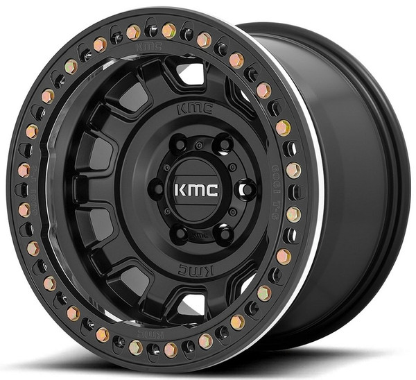 17x9 KMC KM236 Tank Beadlock Satin Black (True Beadlock) 8x6.5/165 -38mm