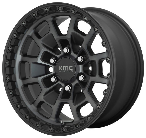 17x8.5 KMC KM718 Summit Satin Black w/ Gray Tint 6x5.5/139.7 18mm