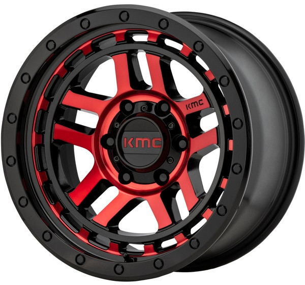 17x9 KMC KM540 Recon Gloss Black Machined w/ Red Tint 5x5/127 -12mm