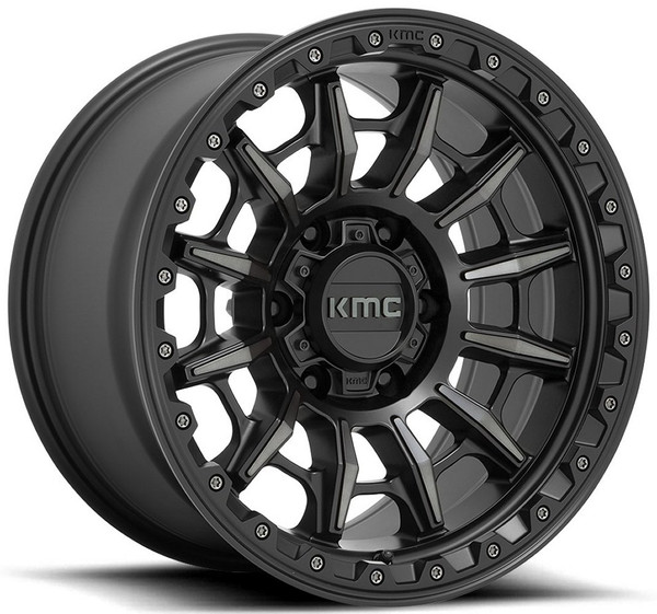 17x9 KMC KM547 Carnage Satin Black w/ Gray Tint 5x150 0mm