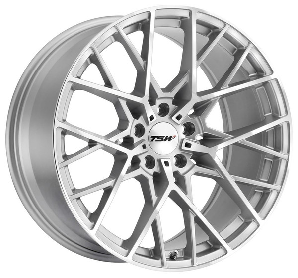 (Clearance - No Returns) 19x8.5 TSW Sebring Silver w/ Mirror Cut Face 5x100 35mm