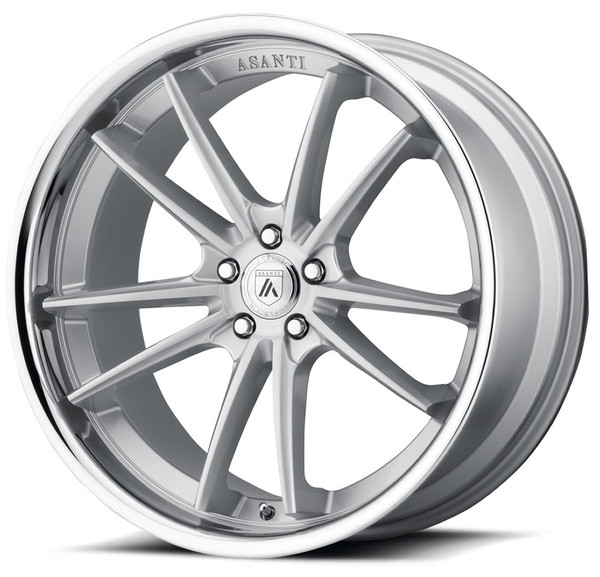 (Clearance - No Returns) 20x10.5 Asanti ABL-23 Brushed Silver w/ Chrome Lip 5x120 38mm