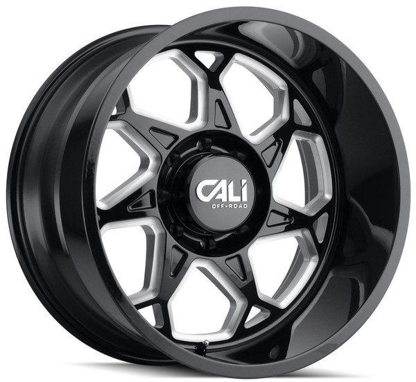(Clearance - No Returns) 20x12 Cali Off-Road Sevenfold 9111BM Gloss Black w/ Milled Spokes (* May Require Trimming) 8x170 -51mm