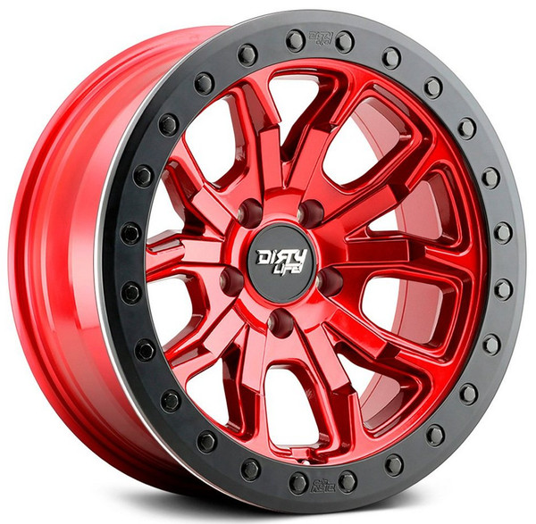 17x9 Dirty Life 9303 DT-1 Crimson Candy Red w/ Simulated Beadlock Black Ring 5x5/127 -12mm