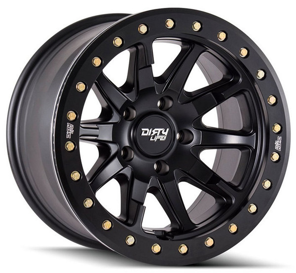 17x9 Dirty Life 9304 DT-2 Matte Black w/ Simulated Beadlock Black Ring 6x5.5/139.7 -12mm