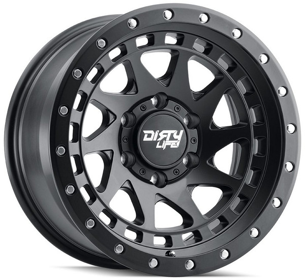 17x9 Dirty Life 9311 Enigma Pro Matte Black w/ Simulated Beadlock Black Ring 5x5/127 -12mm
