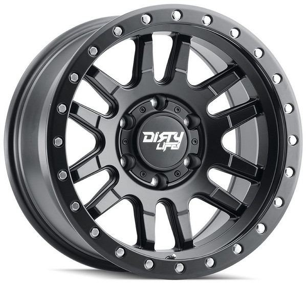 17x9 Dirty Life 9309 Canyon Pro Matte Black w/ Simulated Beadlock Black Ring  6x135 0mm