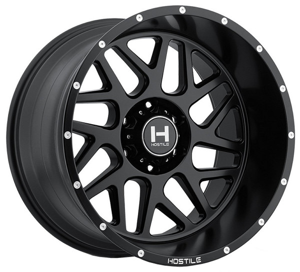(Clearance - No Returns) 24x12 Hostile H108 Sprocket Asphalt (* May Require Trimming) 5x5/127 -44mm
