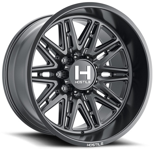 22x12 Hostile H126 Maniac Asphalt (8 Lug) (* May Require Trimming) 8x180 -44mm