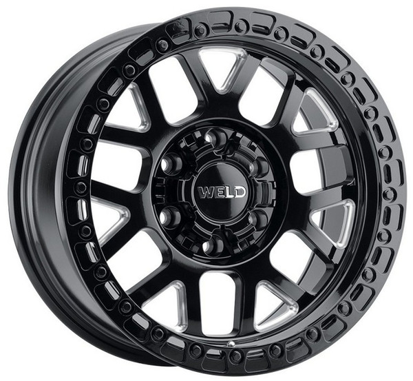 17x10 Weld Off-Road Cinch W105 Gloss Black Milled (Rotary Forged) 6x135 6x5.5/139.7 -25mm