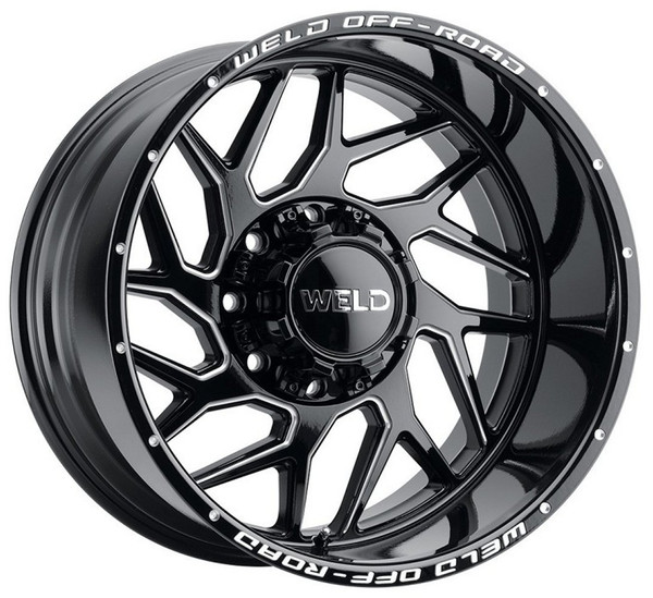 20x10 Weld Off-Road Fulcrum W117 Gloss Black Milled (Rotary Forged) 8x6.5/165 -18mm