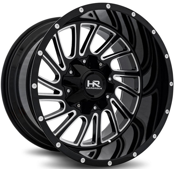 20x12 Hardrock Off-Road H708 Overdrive Gloss Black Milled (* May Require Trimming) 5x150 5x5.5/139.7 -51mm