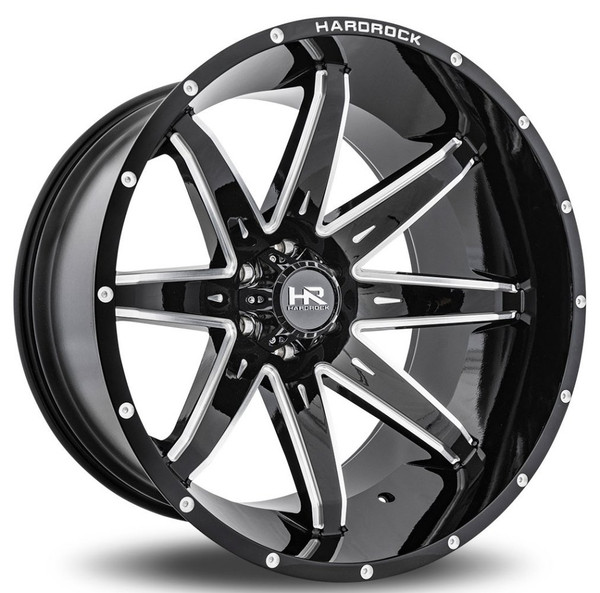 20x10 Hardrock Off-Road H502 Pain Killer Xposed Gloss Black Milled  6x5.5/139.7 -19mm
