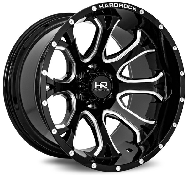 (Clearance - No Returns) 22x12 Hardrock Off-Road H505 Bloodshot Xposed Gloss Black Milled (* May Require Trimming) 6x5.5/139.7 -51mm
