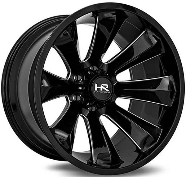 22x12 Hardrock Off-Road H506 Gloss Black Milled (* May Require Trimming) 8x6.5/165 -51mm