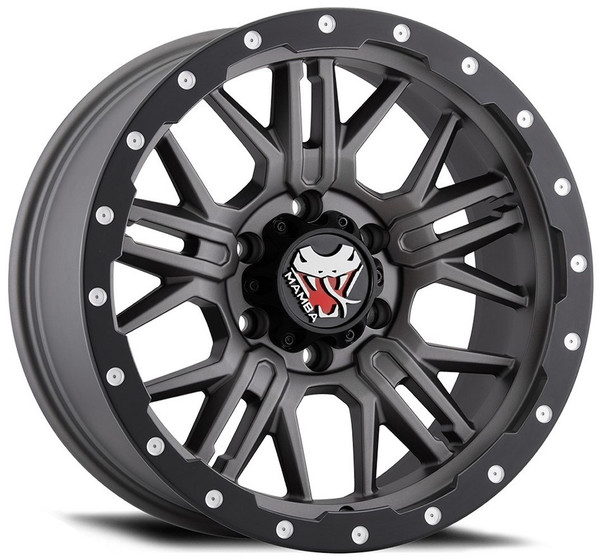 20x9 Mamba Off-Road M25 Matte Grey w/ Black Lip 5x5/127 -12mm