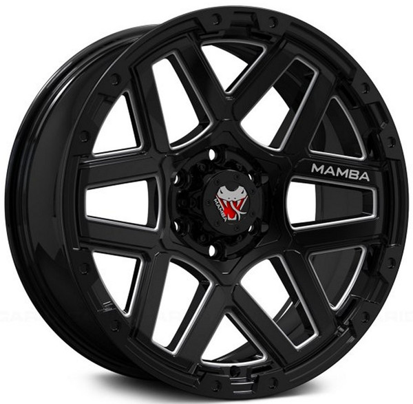17x9 Mamba Off-Road M23 Gloss Black w/ Machined Ball Cut  6x5.5/139.7 -12mm