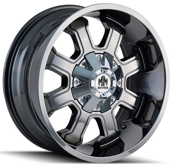 (Clearance - No Returns) 22x12 Mayhem Fierce 8103C Chrome (* May Require Trimming) 8x6.5/165 8x170 -44mm