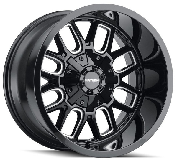 20x10 Mayhem Cogent 8107B Gloss Black w/ Milled Spokes 6x135 6x5.5/139.7 -19mm