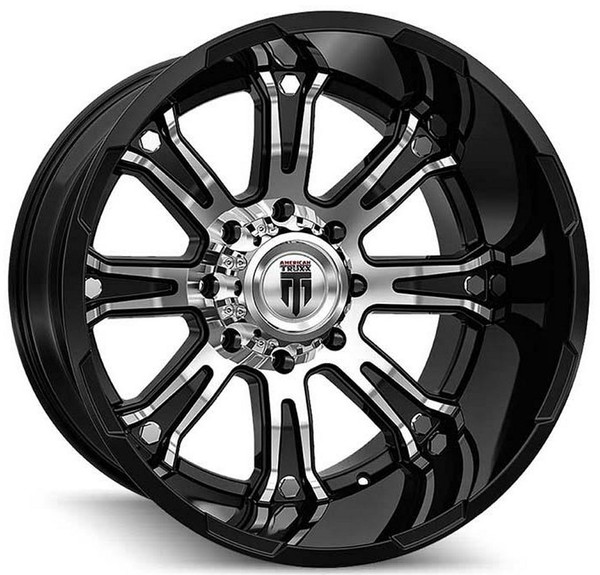 (Clearance - No Returns) 22x14 American Truxx AT154 Bomb Gloss Black Machined (* May Require Trimming) 6x135 -76mm