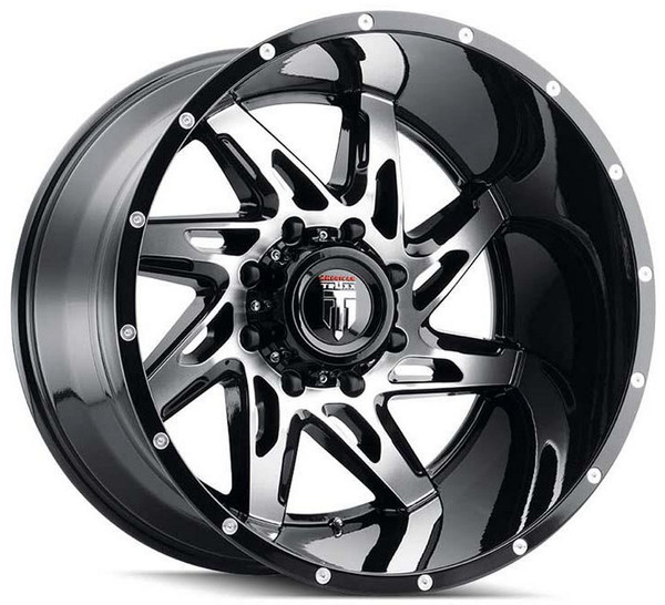 (Clearance - No Returns) 22x14 American Truxx AT183 Spyder Gloss Black Machined (* May Require Trimming) 6x135 -76mm