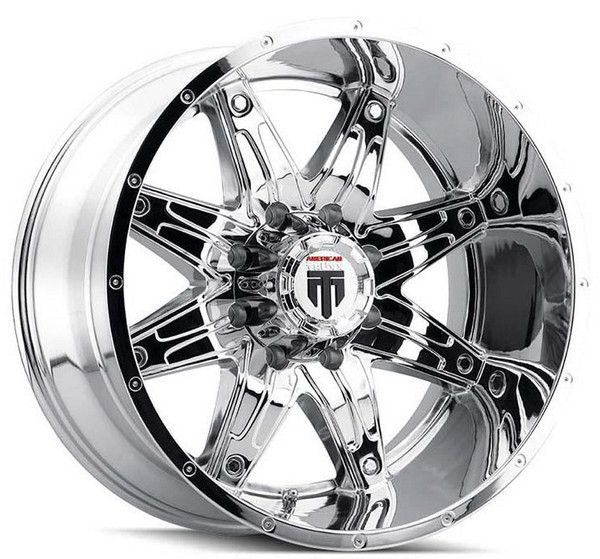 (Clearance - No Returns) 22x12 American Truxx AT185 Lonestar Chrome (* May Require Trimming) 5x5/127 -44mm