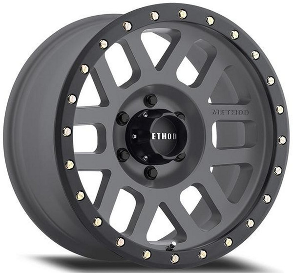 (Clearance - No Returns) 17x8.5 Method Race MR309 Grid Titanium w/ Matte Black Street Lock Lip 5x5/127 0mm