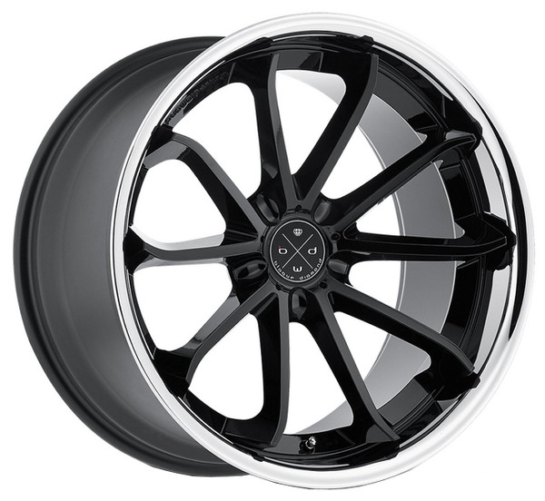 22x9 Blaque Diamond BD-23 Gloss Black w/ Chrome Stainless Steel Lip (CUSTOM)