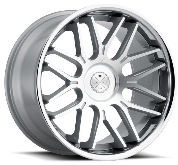 20x9 Blaque Diamond BD-27 Silver Machined Face w/ Chrome Stainless Steel Lip (CUSTOM)