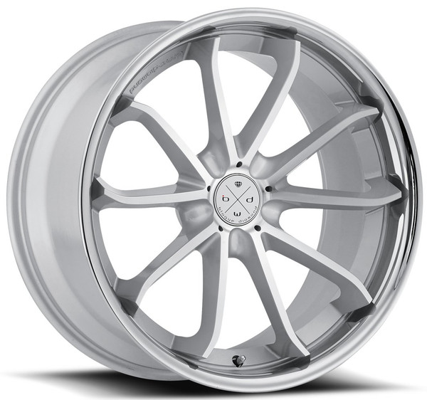 22x9 Blaque Diamond BD-23 Gloss Silver w/ Chrome Stainless Steel Lip (CUSTOM)