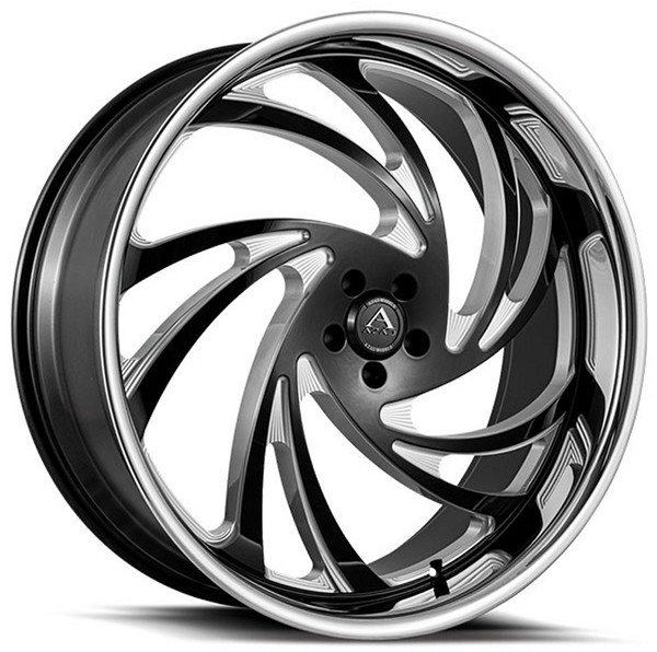 26x10 AZAD AZ DRIP Gloss Black Milled w/ Chrome Stainless Steel Lip 6x5.5/139.7 25mm