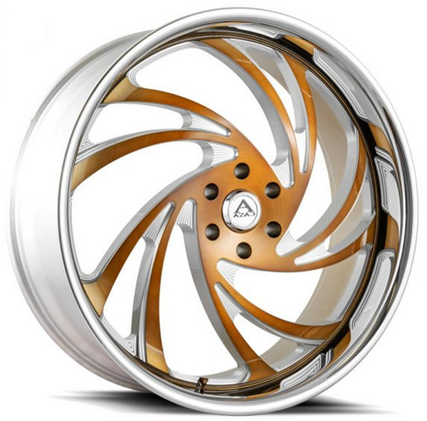 26x10 AZAD AZ DRIP Brushed Gold w/ Chrome Stainless Steel Lip 6x5.5/139.7 25mm