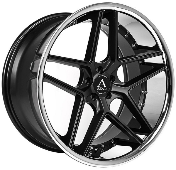 22x10.5 AZAD AZ1029 Gloss Black w/ Chrome Stainless Steel Lip 5x112 40mm