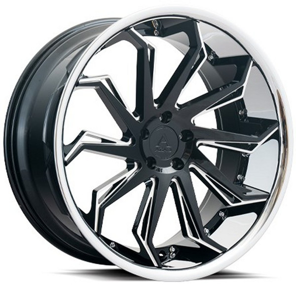 22x10.5 AZAD AZ1101 Gloss Black Machined w/ Chrome Stainless Steel Lip 5x4.5/114.3 40mm