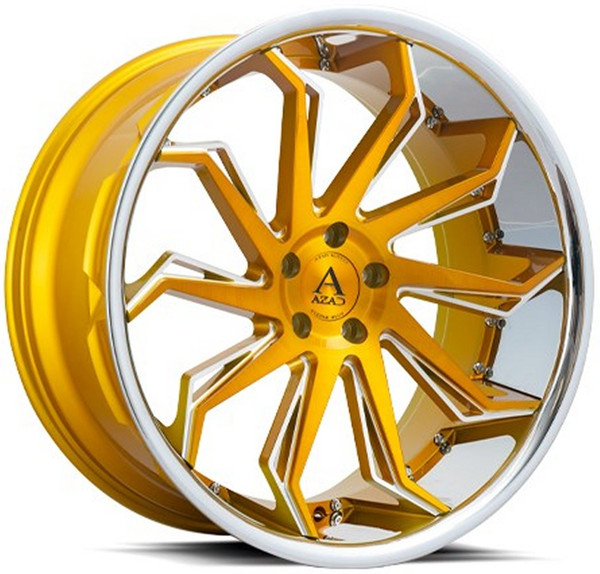 20x10.5 AZAD AZ1101 Brushed Gold w/ Chrome Stainless Steel Lip 5x4.5/114.3 42mm
