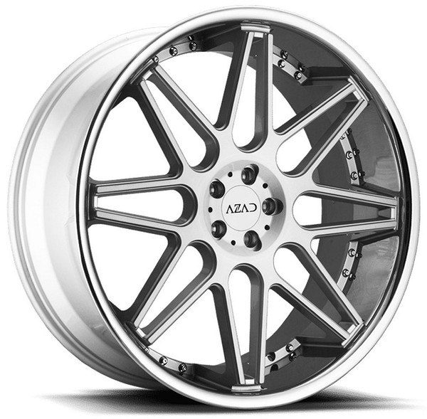 24x9 AZAD AZ77 Brushed Face w/ Chrome SS Lip  5x115 15mm