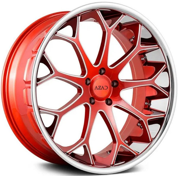 20x9 AZAD AZ99 Brushed Red Milled & Chrome Stainless Steel Lip 5x115 20mm